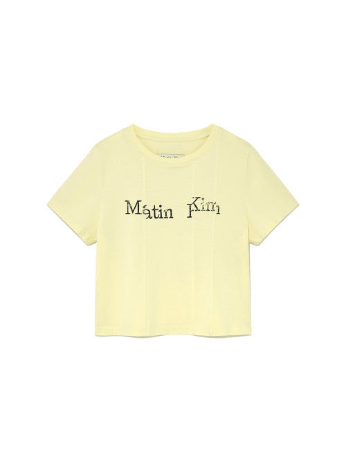 MATIN KIM MATIN KIM T-Shirt Crop Top in Yellow