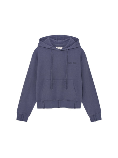 MATIN KIM Hoodie RIB CUT DETAIL LOGO in Smoke Blue