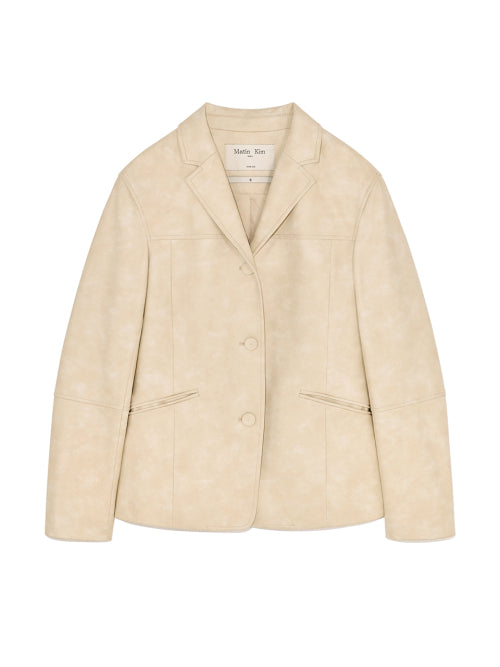 MATIN KIM MATIN KIM WASHED MATT LEATHER SINGLE BLAZER