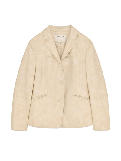 MATIN KIM WASHED MATT LEATHER SINGLE BLAZER