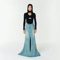 YCH DENIM LONG SKIRT SKY BLUE (F23DB702SB)