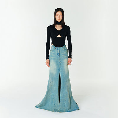 DENIM LONG SKIRT SKY BLUE (F23DB702SB)
