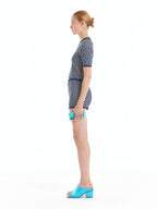 EENK EENK ULTRIX Gingham Knit Shorts - Ivory/Navy