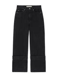MATIN KIM MATIN KIM DAMAGE TURN UP DENIM PANTS Black