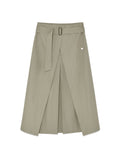 MATIN KIM MATIN KIM A LINE PLEATS BELTED SKIRT in Light Khaki