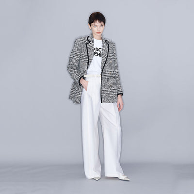 HERRINGBONE OVERSIZED JACKET BLACK (W23JK107BK)