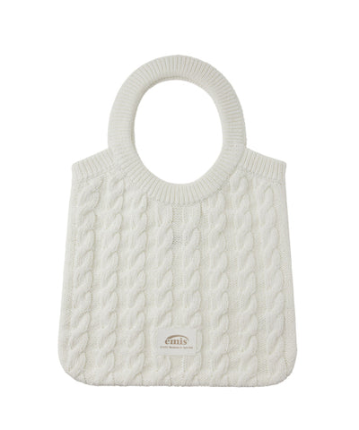 EMIS CABLE COTTON KNIT BAG-WHITE