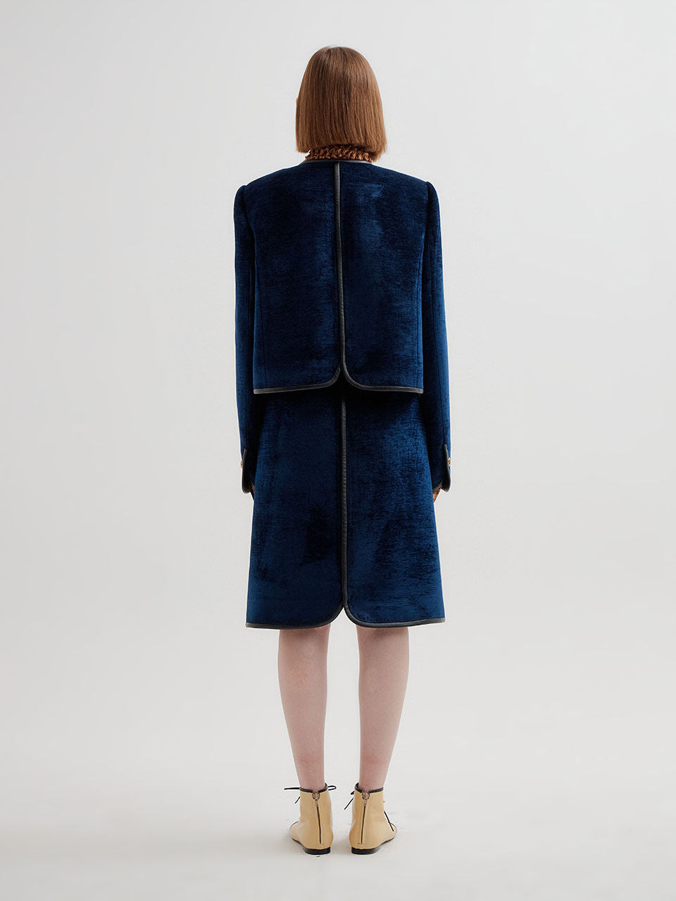 EENK EENK TWELVE Leather Trim Paneled Skirt - Navy