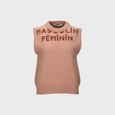 MASCULIN FEMININ-PRINT KNITTED VEST INDI PINK (W23KT812IP)
