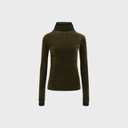 YCH SEQUINNED LAYERED KNIT TOP KHAKI (F24TO9012KK)