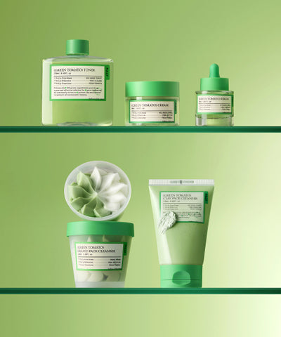 [5-piece set] Green Tomato Clay Pack Cleanser + Gelato Pack Cleanser + Toner + Serum + Cream