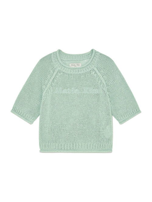 MATIN KIM MATIN KIM THREE QUARTER SLEEVE LOGO KNIT PULLOVER