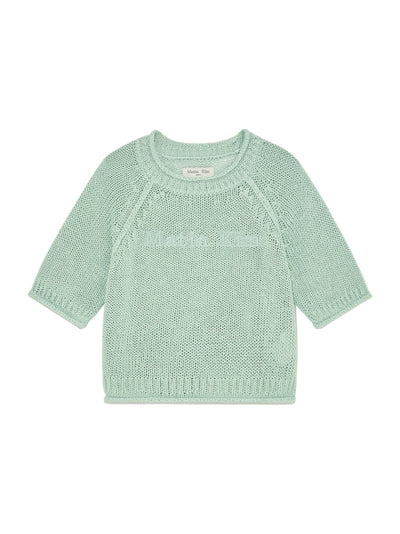MATIN KIM THREE QUARTER SLEEVE LOGO KNIT PULLOVER
