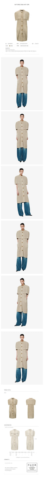 YCH BUTTONED CABLE-KNIT CAPE BEIGE (F24KT8021BE)