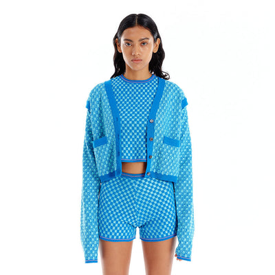 EENK ULTRA Gingham Vest Cardigan - Blue