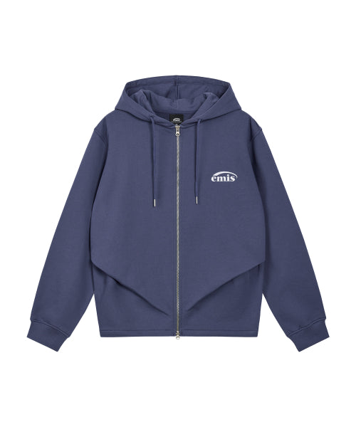 EMIS EMIS Hoodie Detailed Zip-Up - Blue