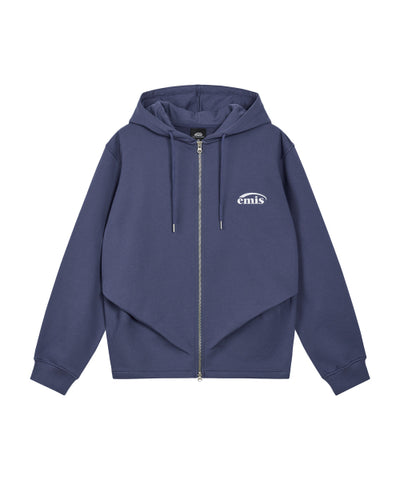 EMIS Hoodie Detailed Zip-Up - Blue