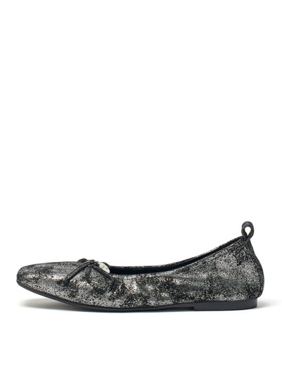 MATIN KIM Ribbon Ballet Flat Shoes Dark Silver