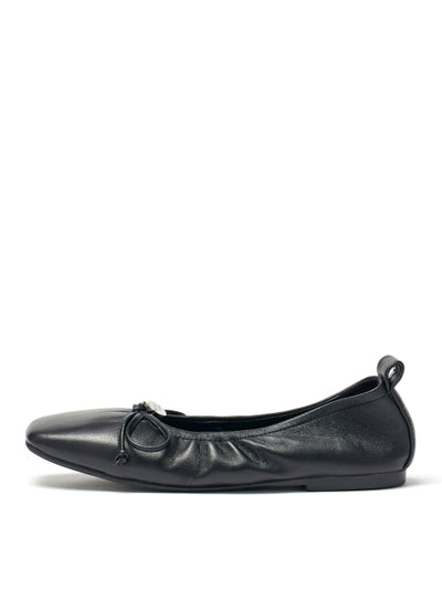 MATIN KIM Ribbon Ballet Flat Shoes in Black
