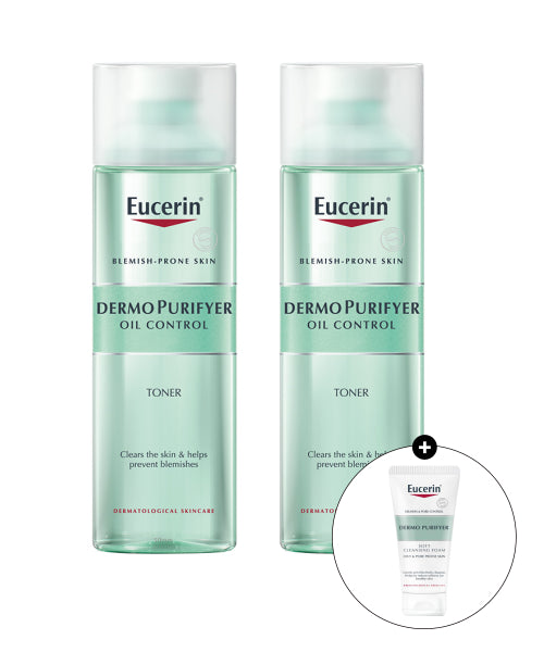 EUCERIN [2pack] Eucerin Dermopurifier Oil Control Toner 200ml x2 + Cleansing Foam 50g free