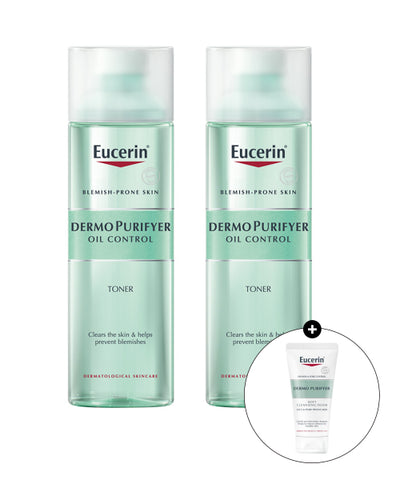 [2pack] Eucerin Dermopurifier Oil Control Toner 200ml x2 + Cleansing Foam 50g free