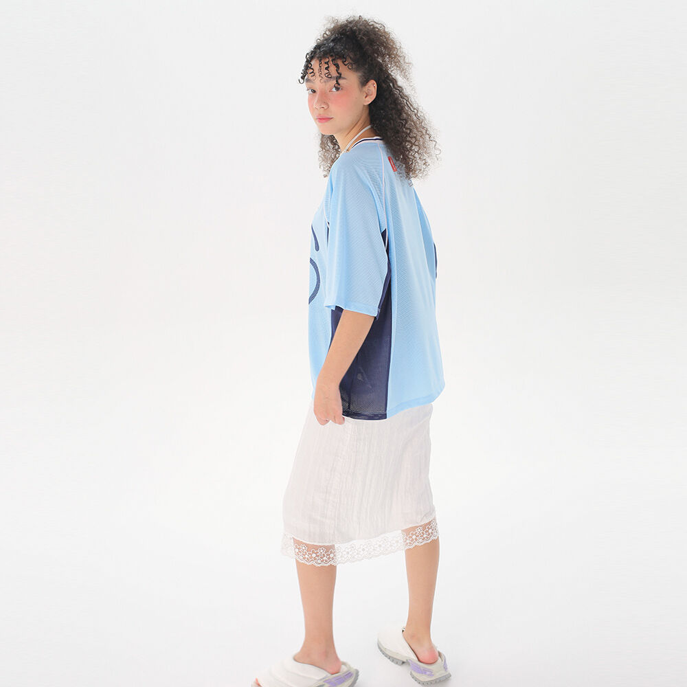 JUNEJUNE SPACE Uniform Boxy T-shirts_Light Blue