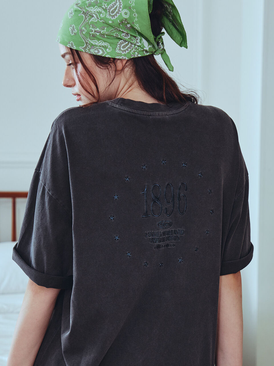 CPGN 1896 Star Pigment Short Sleeve T-Shirt Smoke Black