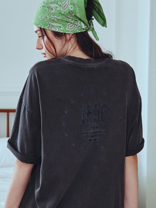 CPGN 1896 Star Pigment Short Sleeve T-Shirt Smoke Black