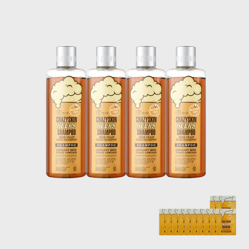 CRAZYSKIN 4 packs of beer yeast shampoo 300g / 12 samples provided