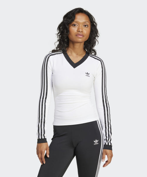 ADIDAS ADIDAS V-neck long sleeve shirt - White