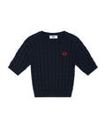 EMIS HEART CABLE CROPPED KNIT TOP-NAVY