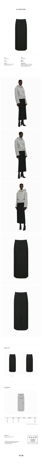 YCH SLIT MIDI SKIRT BLACK (W24SK6071BK)