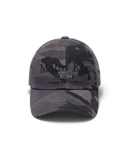 MATIN KIM MATIN KIM Camouflage Logo Ball Cap in Charcoal