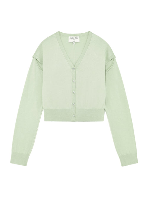 MATIN KIM MATIN KIM Slit Detail Button Cardigan in Mint