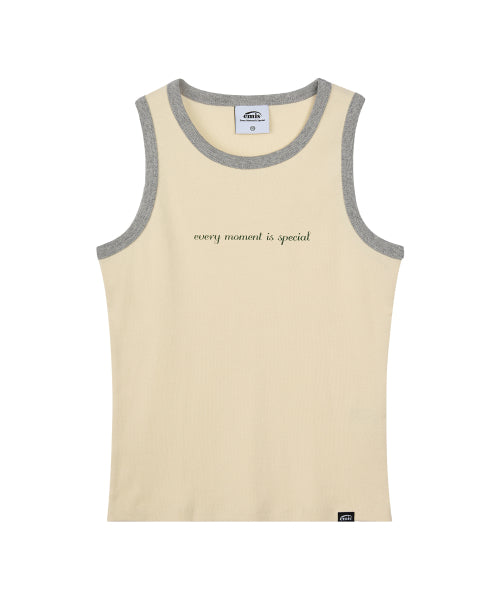 EMIS EMIS Ribbed Ringer Sleeveless Tank Top - Cream