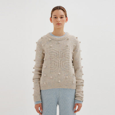 EENK Knitwear Pompom Pullover - Light Grey