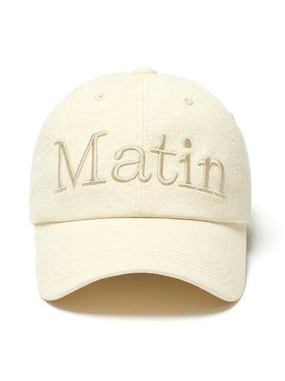 MATIN KIM Logo Washed Ball Cap in Light Beige