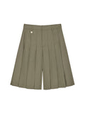 MATIN KIM MATIN KIM Bermuda Pleats Skirt Pants in Khaki