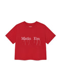 MATIN KIM MATIN KIM Logo Thread Point Crop Top in Red