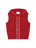 MATIN KIM MATIN KIM WRINKLE HOODY BUTTON KNIT VEST in Red