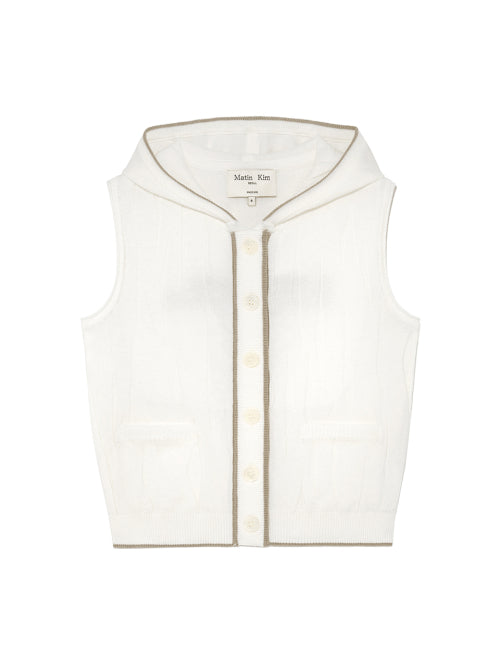 MATIN KIM MATIN KIM WRINKLE HOODY BUTTON KNIT VEST