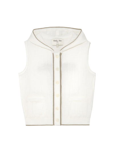 MATIN KIM WRINKLE HOODY BUTTON KNIT VEST