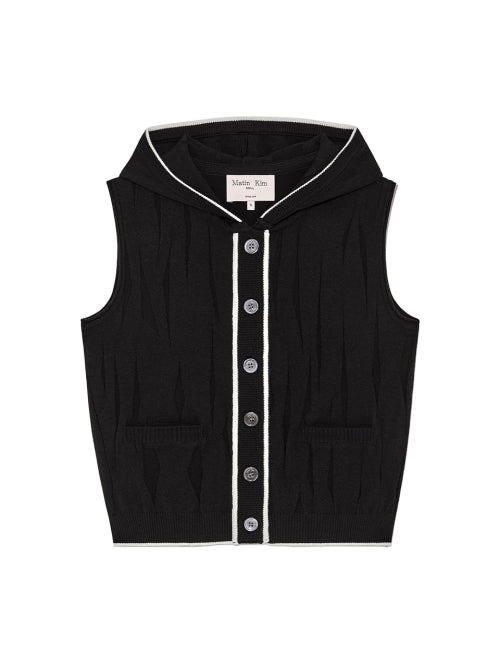 MATIN KIM MATIN KIM WRINKLE HOODY BUTTON KNIT VEST