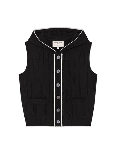 MATIN KIM WRINKLE HOODY BUTTON KNIT VEST