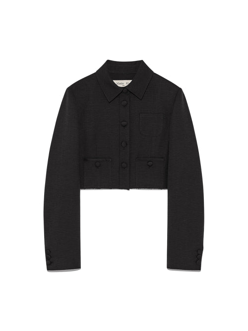 MATIN KIM MATIN KIM Stripe Herringbone Pocket Crop Jacket