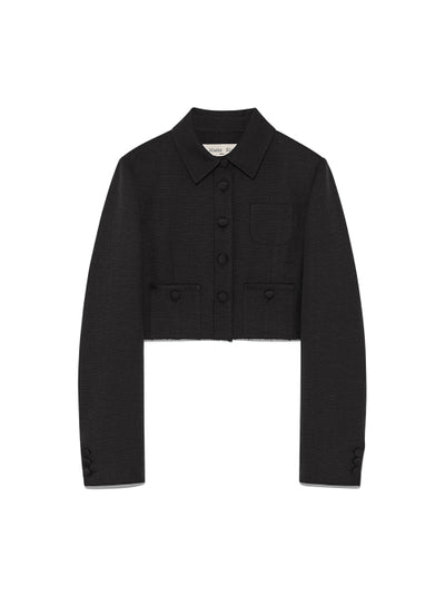 MATIN KIM Stripe Herringbone Pocket Crop Jacket