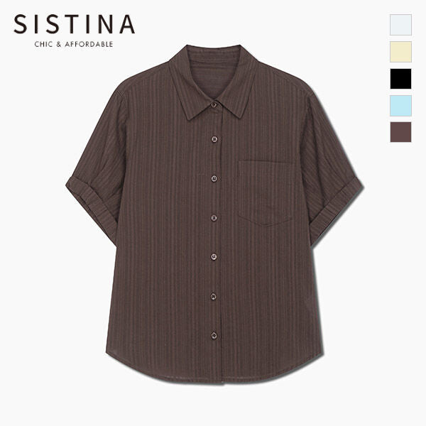SISTINA Cotton striped pocket shirt_AWWSTQ21160