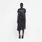 YCH ASYMMETRIC DRAPED SKIRT GREY (R25SK6081GY)