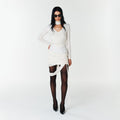 YCH CUT-OUT RUCHED KNIT TOP IVORY (F23KT802IV)