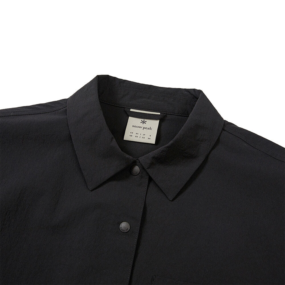 SNOWPEAK APPAREL Root Women's Semi Crop Pocket Short Sleeve Shirt Black (S24MWRSH61)